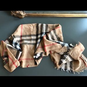 Burberry Lightweight Check Wool Silk Scarf